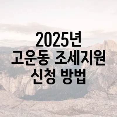 2025년 고운동 조세지원 신청 방법
