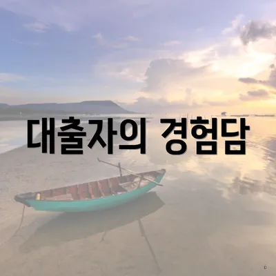 대출자의 경험담