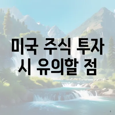 미국 주식 투자 시 유의할 점