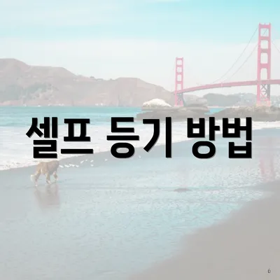 셀프 등기 방법