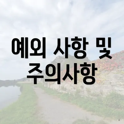 예외 사항 및 주의사항