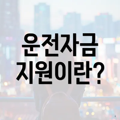 운전자금 지원이란?