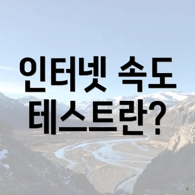 인터넷 속도 테스트란?