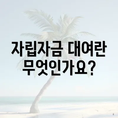 자립자금 대여란 무엇인가요?