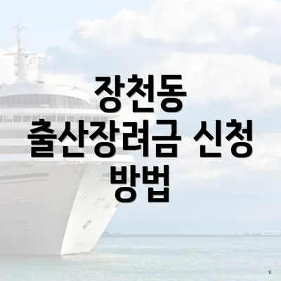장천동 출산장려금 신청 방법