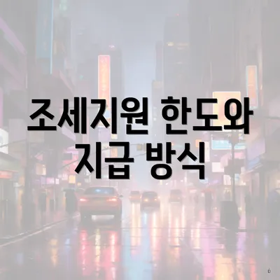 조세지원 한도와 지급 방식