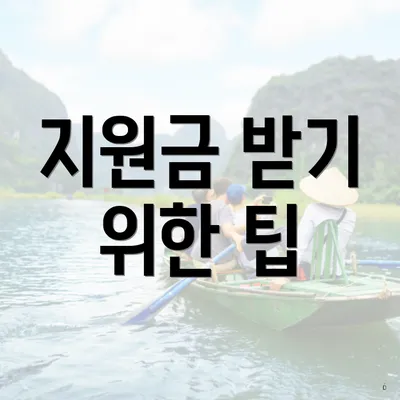 지원금 받기 위한 팁