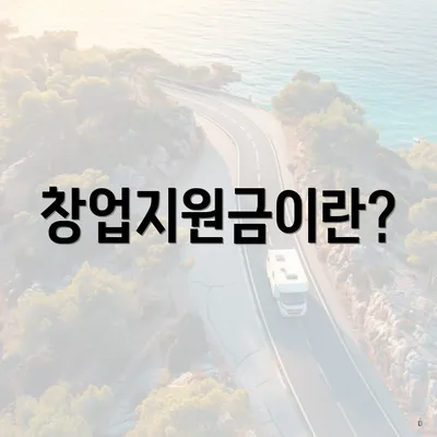 창업지원금이란?
