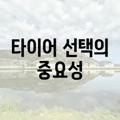 타이어 선택의 중요성