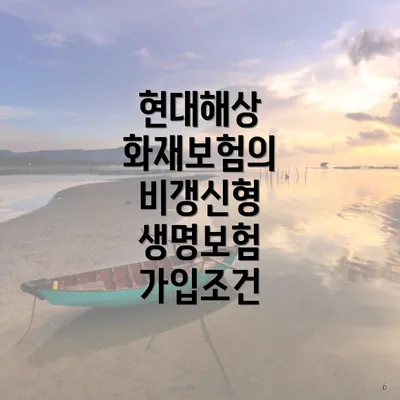 현대해상 화재보험의 비갱신형 생명보험 가입조건